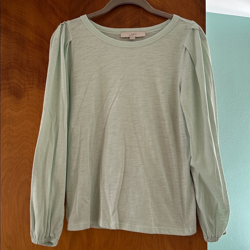 LOFT Mint Green Long Sleeve Blouse
